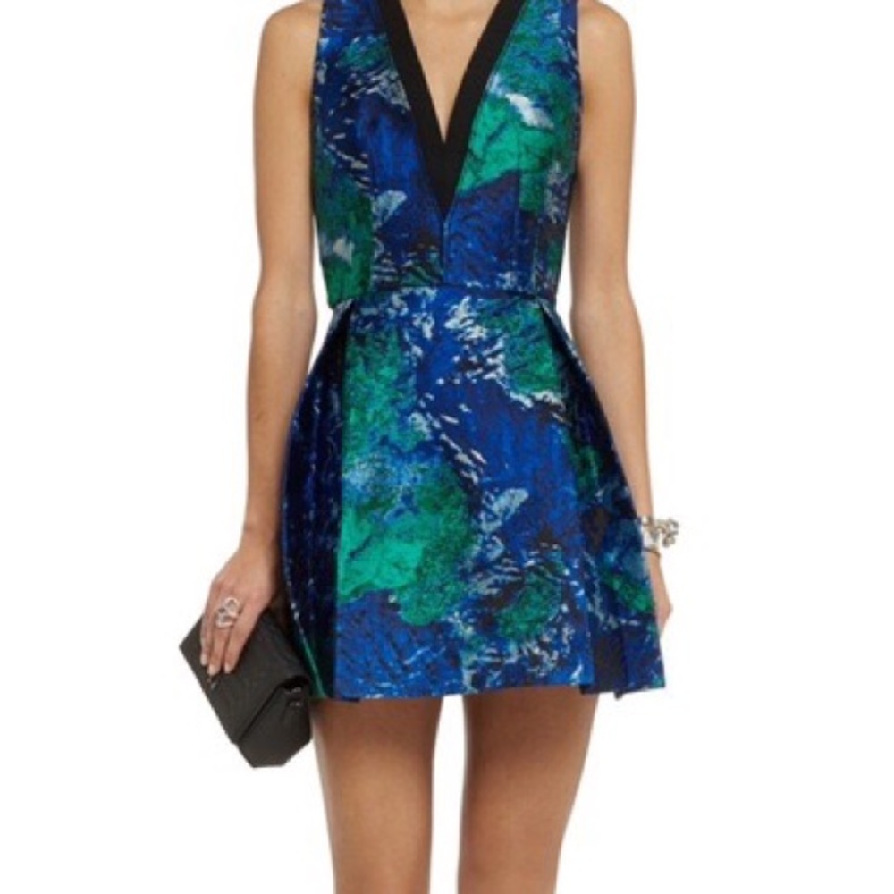 Proenza Schouler Jacquard V Neck Flared Mini Dress